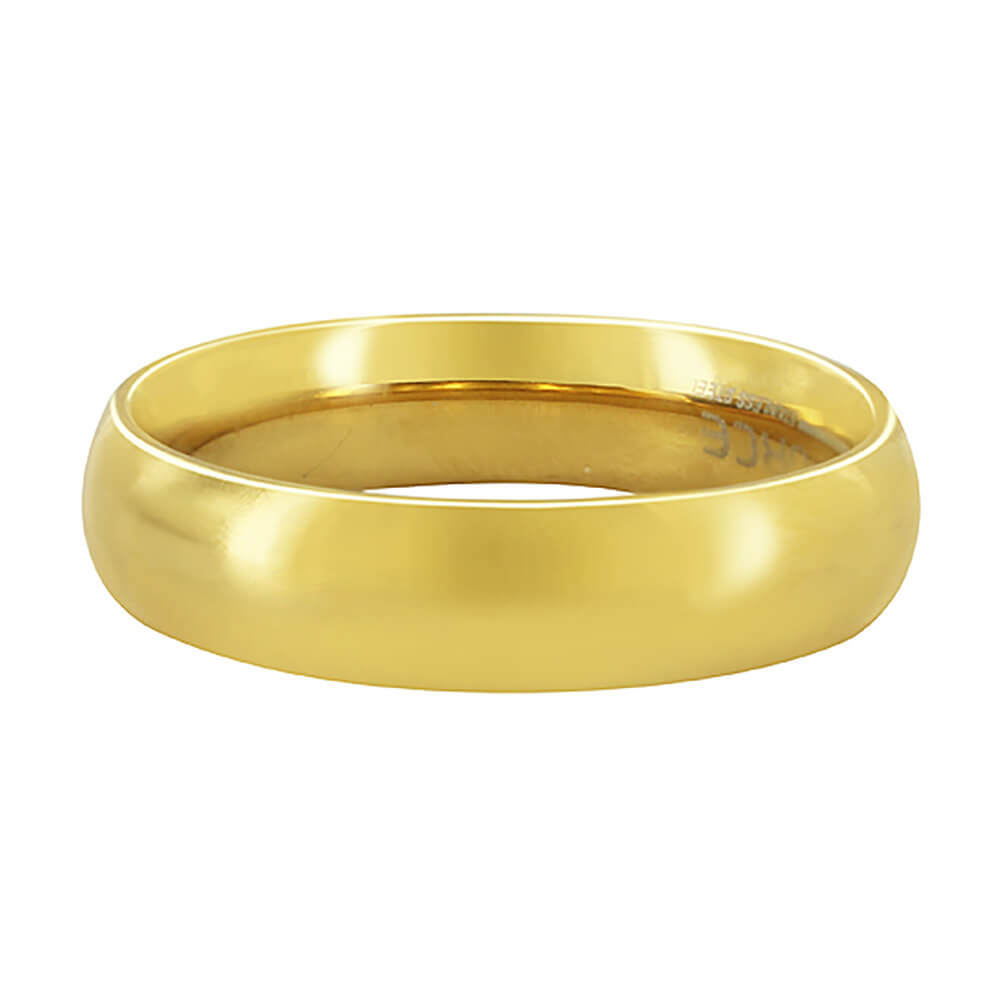 Gold Plated Stainless Steel Comfort Fit Plain Wedding Band - Gem Avenue