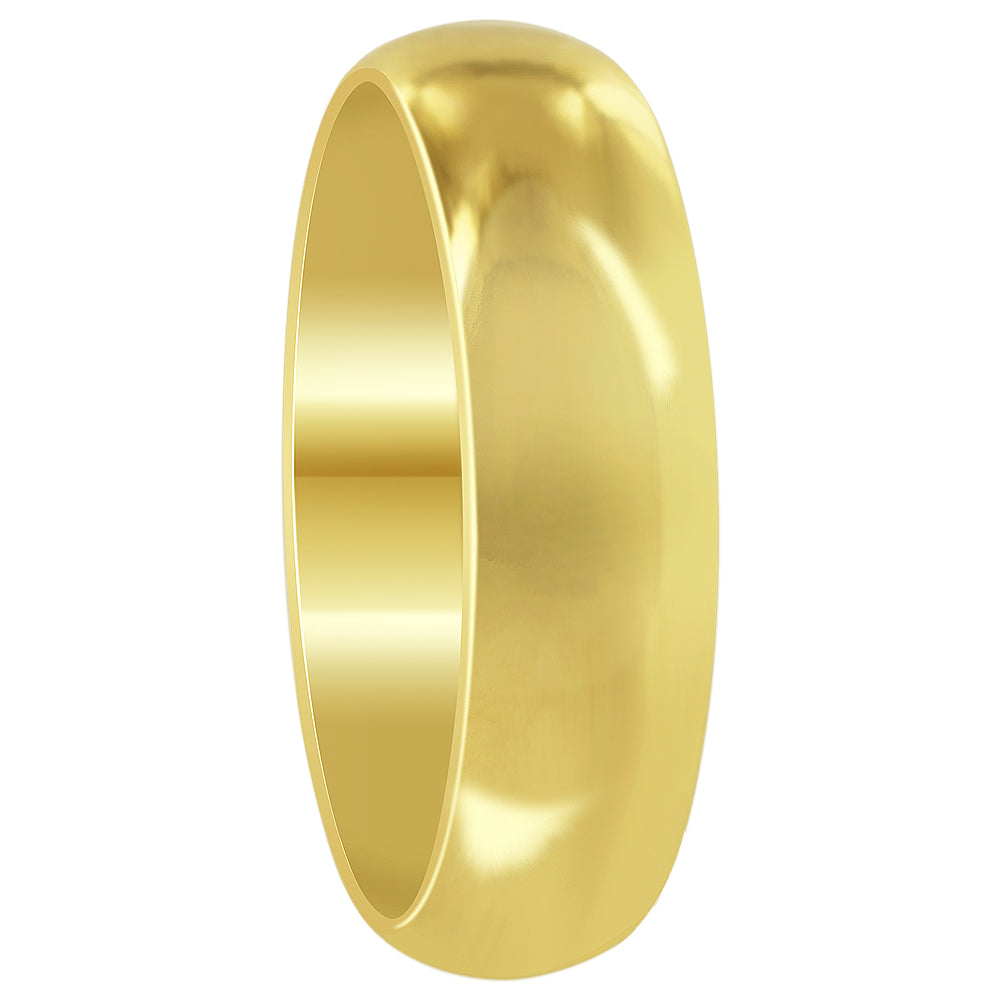 Gold Plated Stainless Steel 6mm Comfort Fit Plain Wedding Band