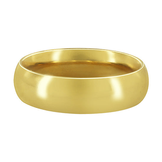 Gold Plated Stainless Steel 6mm Comfort Fit Plain Wedding Band