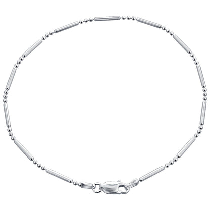 Italian 925 Sterling Silver Lobster Claw Clasp Chain Bracelets (7 - 8 inch)