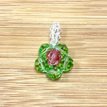 Austrian Crystal 1 x 0.7 Inch Floral Charm Pendant