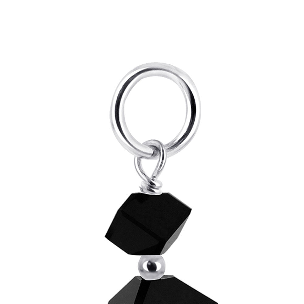 .925 Sterling Silver Cube Shaped Charm Pendant with Austrian Crystals