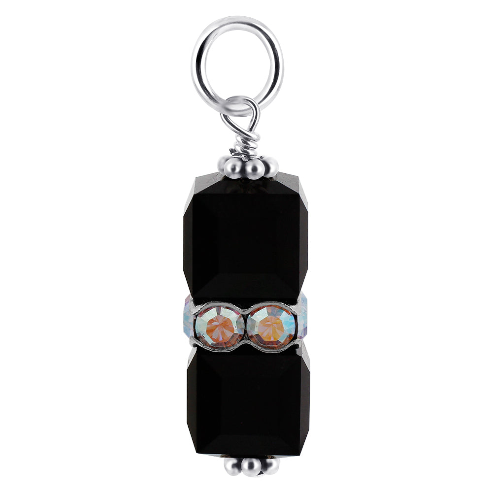 925 Sterling Silver Pendant with 8mm x 19mm Cube Shape Austrian Crystals