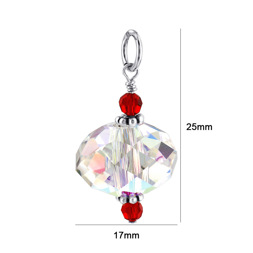 925 Sterling Silver Round Shaped Pendant with Austrian Crystals