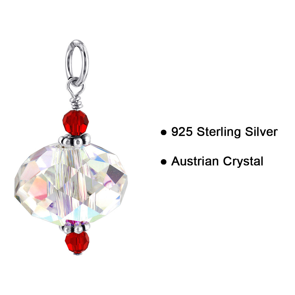 925 Sterling Silver Round Shaped Pendant with Austrian Crystals