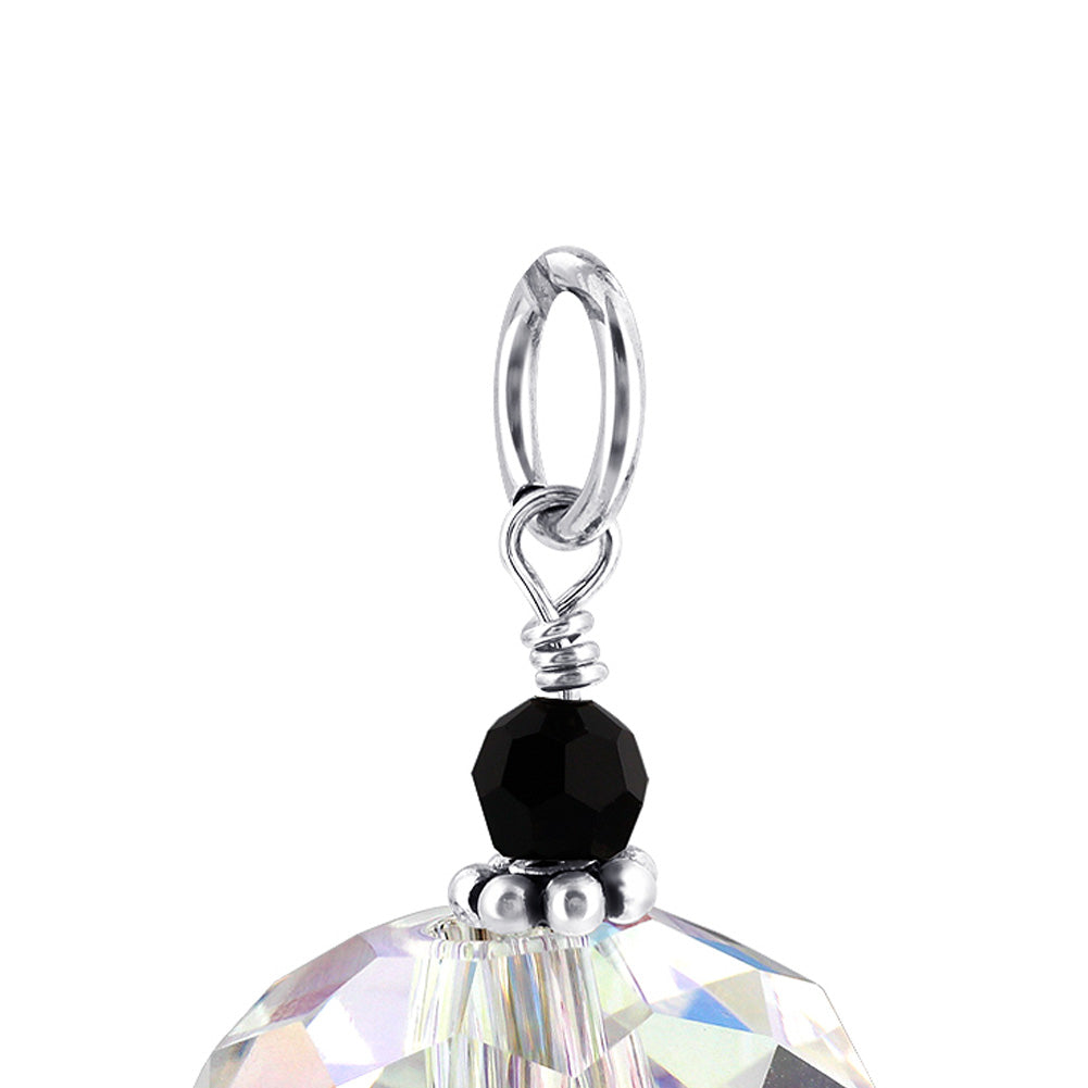 925 Sterling Silver Round Shaped Pendant with Austrian Crystals