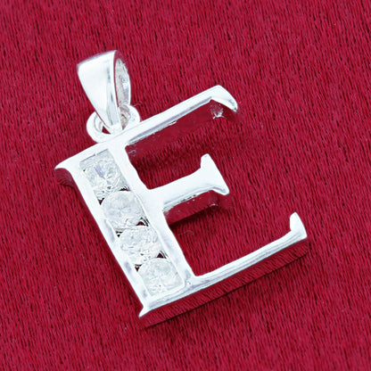 Round Cubic Zirconia .925 Sterling Silver Personalized Initial Pendant