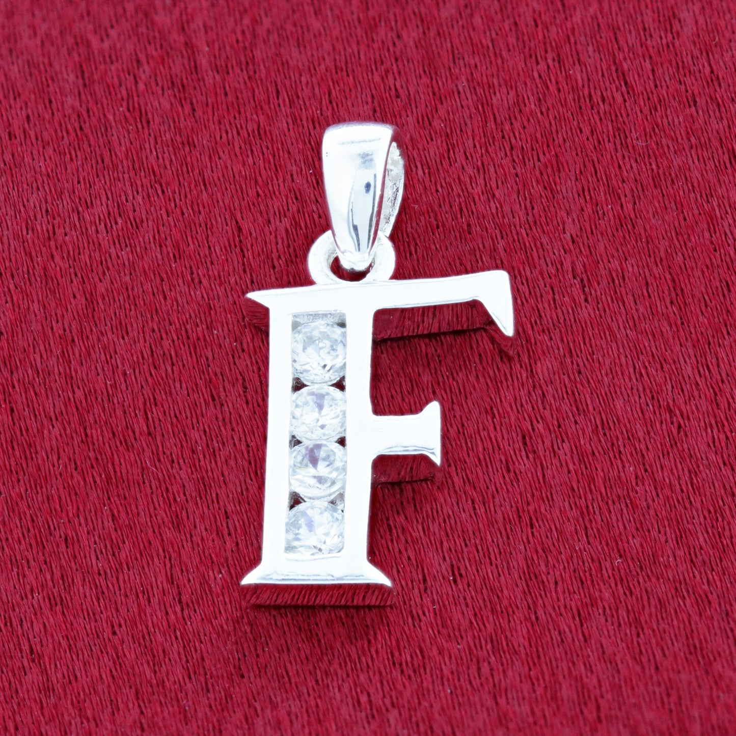 Round Cubic Zirconia .925 Sterling Silver Personalized Initial Pendant