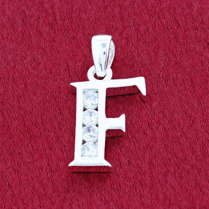 Round Cubic Zirconia .925 Sterling Silver Personalized Initial Pendant