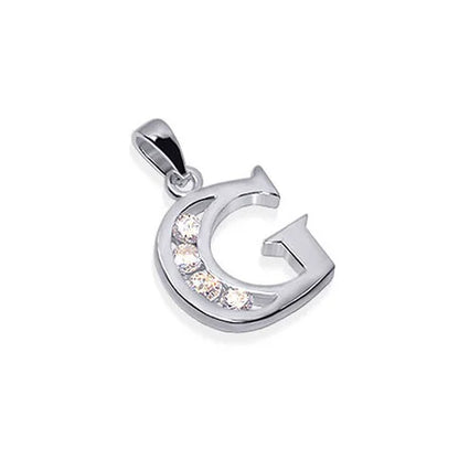 Round Cubic Zirconia .925 Sterling Silver Personalized Initial Pendant