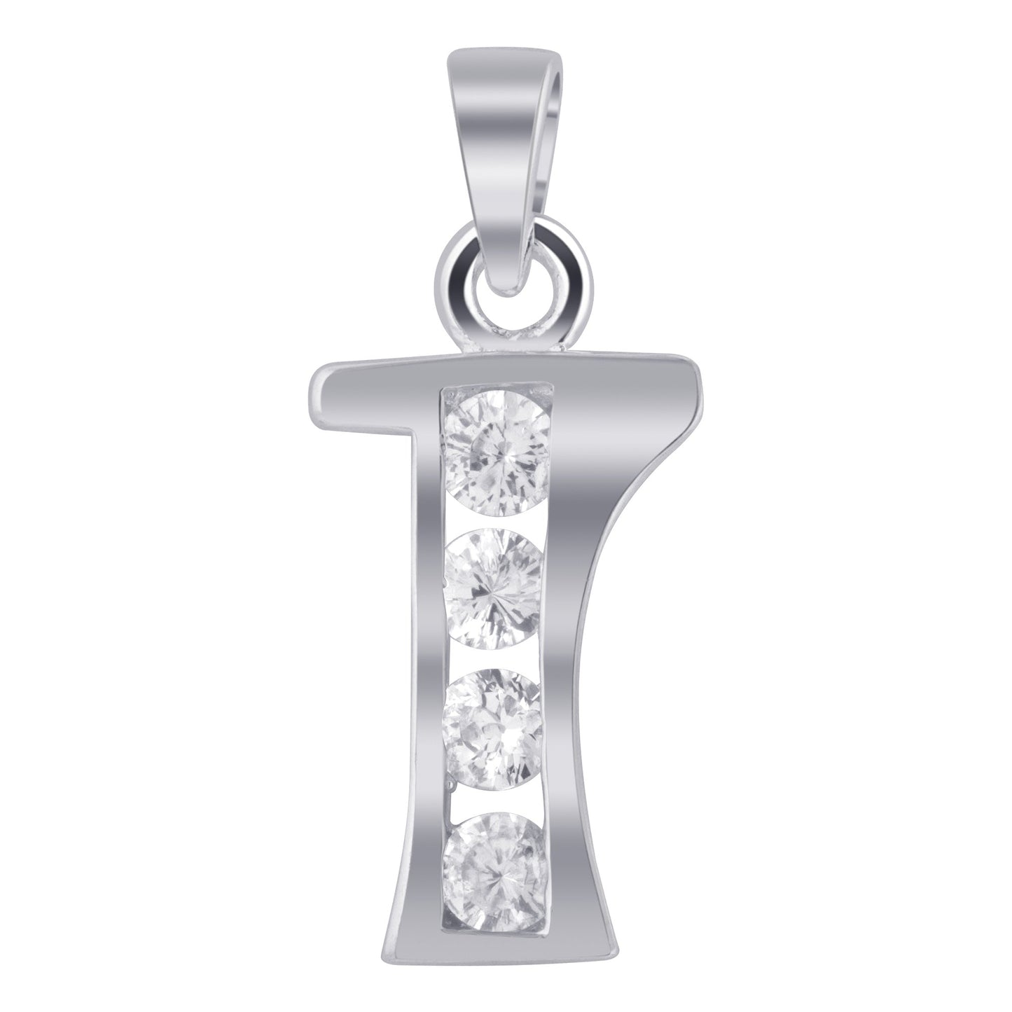 Round Cubic Zirconia .925 Sterling Silver Personalized Initial Pendant