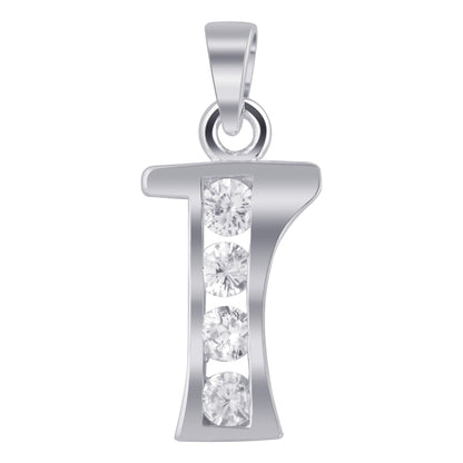 Round Cubic Zirconia .925 Sterling Silver Personalized Initial Pendant