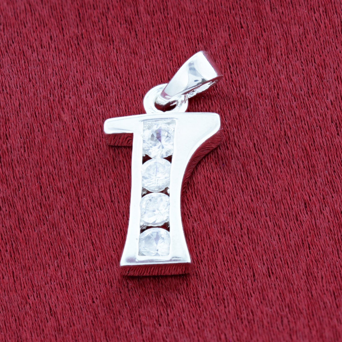 Round Cubic Zirconia .925 Sterling Silver Personalized Initial Pendant