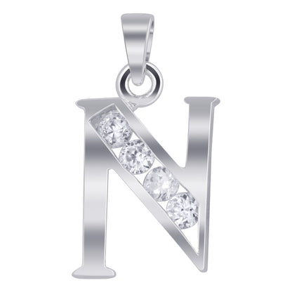 Round Cubic Zirconia .925 Sterling Silver Personalized Initial Pendant