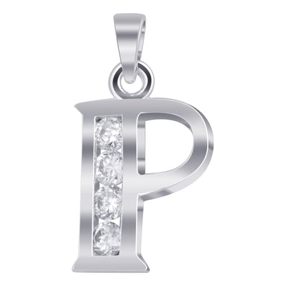 Round Cubic Zirconia .925 Sterling Silver Personalized Initial Pendant