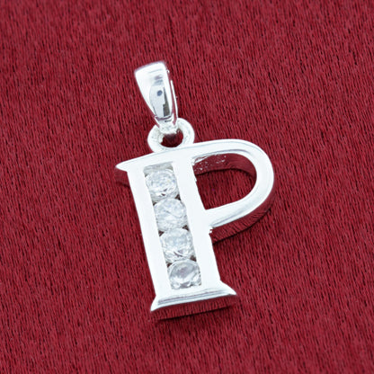 Round Cubic Zirconia .925 Sterling Silver Personalized Initial Pendant