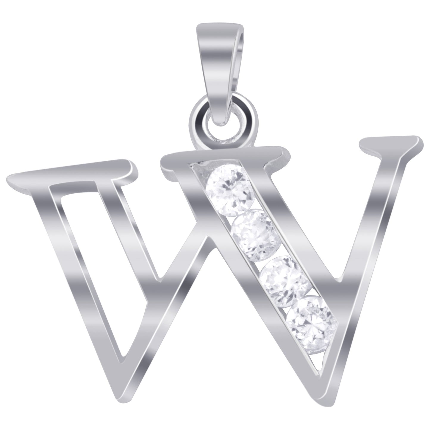 Round Cubic Zirconia .925 Sterling Silver Personalized Initial Pendant