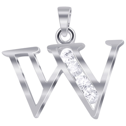 Round Cubic Zirconia .925 Sterling Silver Personalized Initial Pendant