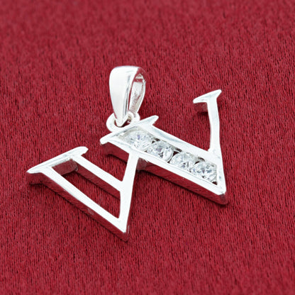 Round Cubic Zirconia .925 Sterling Silver Personalized Initial Pendant