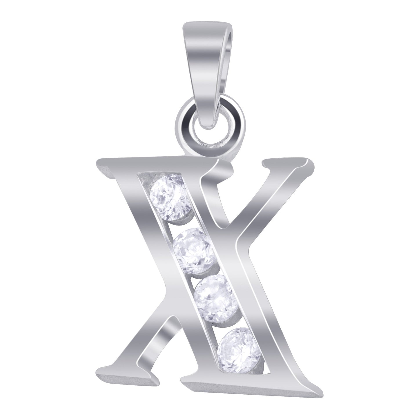 Round Cubic Zirconia .925 Sterling Silver Personalized Initial Pendant