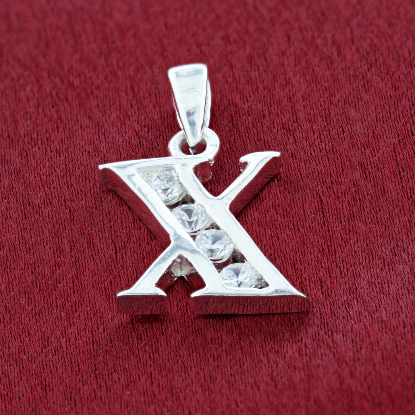 Round Cubic Zirconia .925 Sterling Silver Personalized Initial Pendant