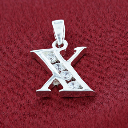 Round Cubic Zirconia .925 Sterling Silver Personalized Initial Pendant