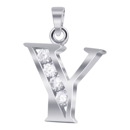 Round Cubic Zirconia .925 Sterling Silver Personalized Initial Pendant