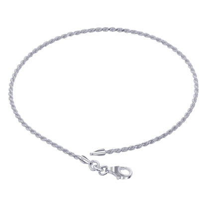Rope Chain 925 Sterling Silver Bracelet With Lobster Clasp - Gem Avenue
