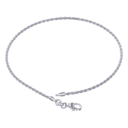 925 Sterling Silver Lobster Clasp Rope Foot Chain Anklet Ankle Bracelets - Gem Avenue