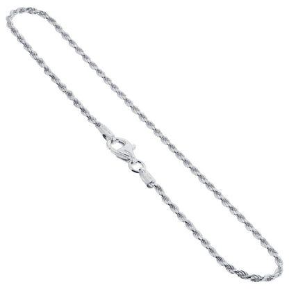 Rope Chain 925 Sterling Silver Bracelet With Lobster Clasp - Gem Avenue