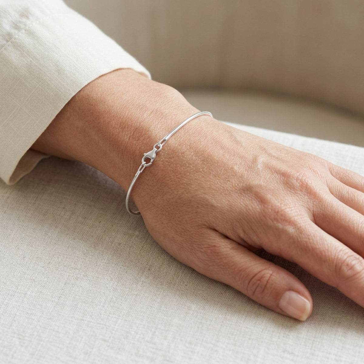 .925 Sterling Silver Snake Chain Bracelet 1.5mm Italian Lobster Clasp Minimalist Women's Jewelry Gift