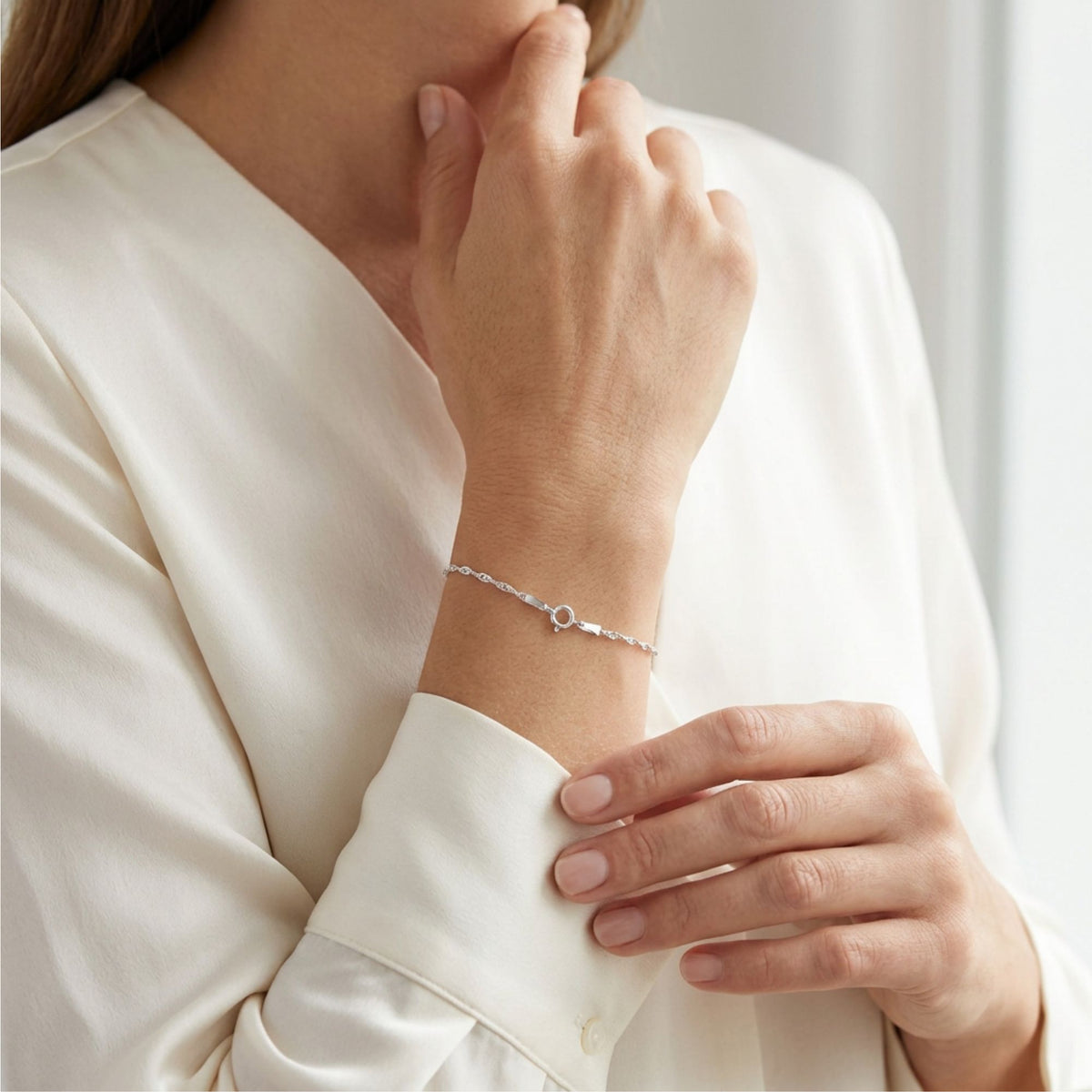 .925 Sterling Silver Singapore Chain Bracelet 1.5mm Italian Lobster Clasp Minimalist Women's Jewelry Gift