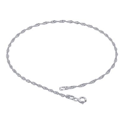 925 Sterling Silver Singapore Foot Chain & Clasp Anklet Ankle Bracelets - Gem Avenue