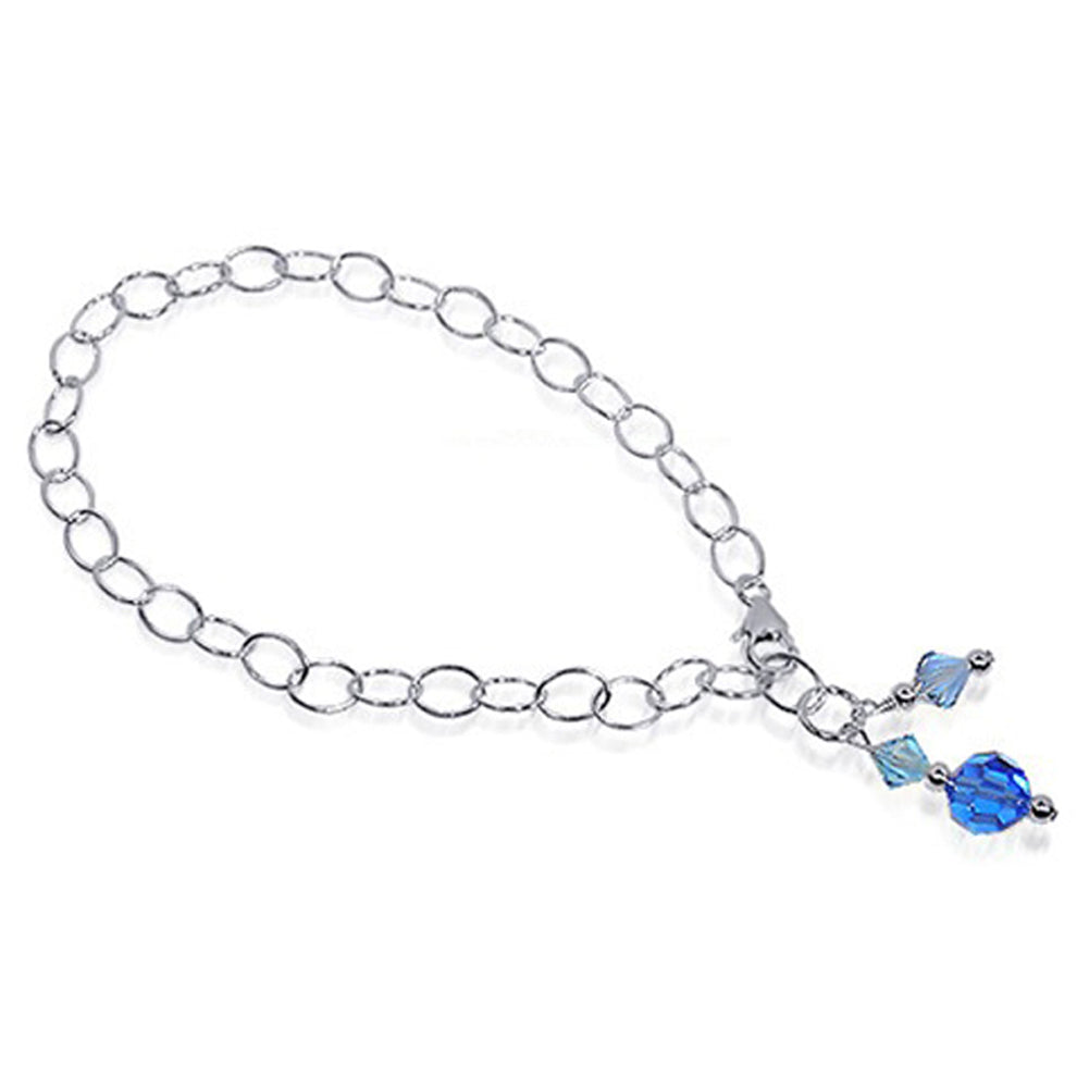 Blue Austrian Crystals 925 Sterling Silver Foot Chain Anklet Ankle Bracelets - Gem Avenue