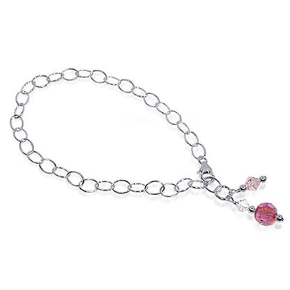 Pink and Clear Austrian Crystals 925 Sterling Silver Foot Chain Anklet Ankle Bracelets - Gem Avenue