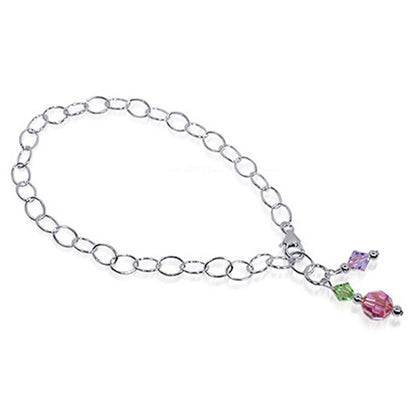 Multicolor Austrian Crystals 925 Sterling Silver Foot Chain Anklet Ankle Bracelets - Gem Avenue