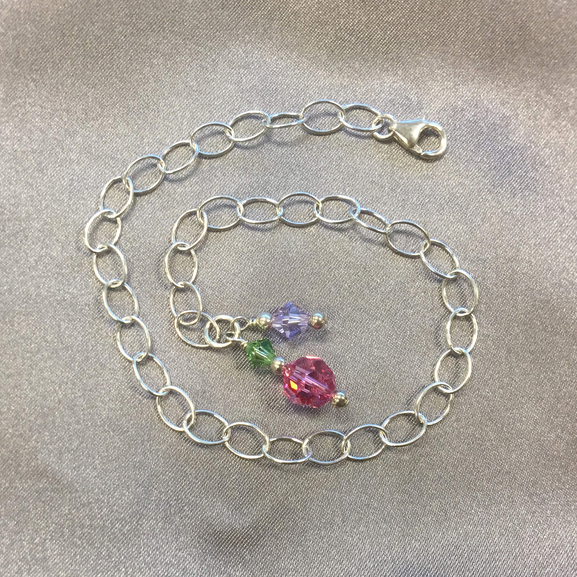 Multicolor Austrian Crystals 925 Sterling Silver Foot Chain Anklet Ankle Bracelets - Gem Avenue