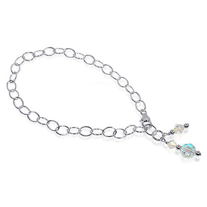 Clear Austrian Crystals 925 Sterling Silver Foot Chain Anklet Ankle Bracelets - Gem Avenue