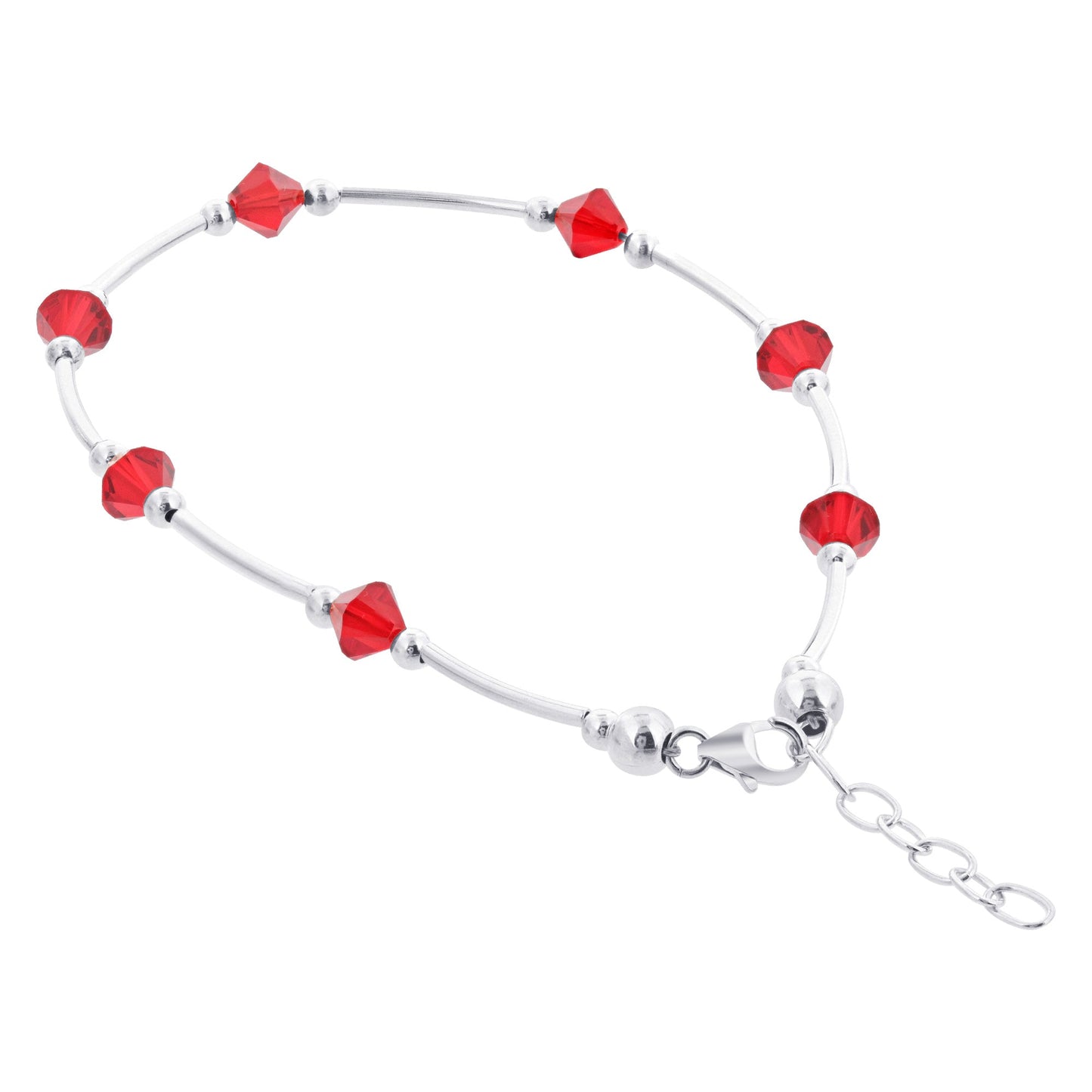 .925 Silver Ankle Bracelet Anklet with Bicone Austrian Crystals