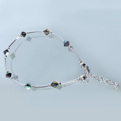 .925 Silver Ankle Bracelet Anklet with Bicone Austrian Crystals