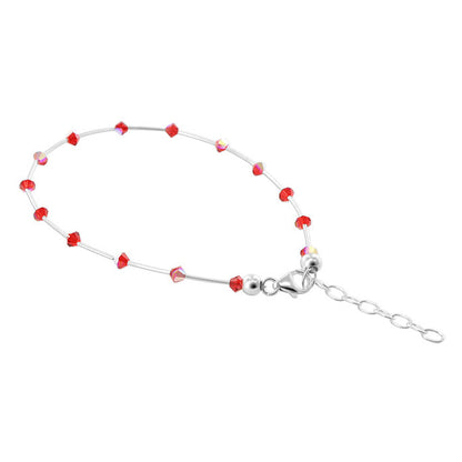 .925 Sterling Silver Anklet 8.5 to 10 Inch Long with Austrian Crystals