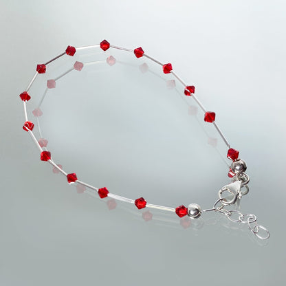 .925 Sterling Silver Anklet 8.5 to 10 Inch Long with Austrian Crystals