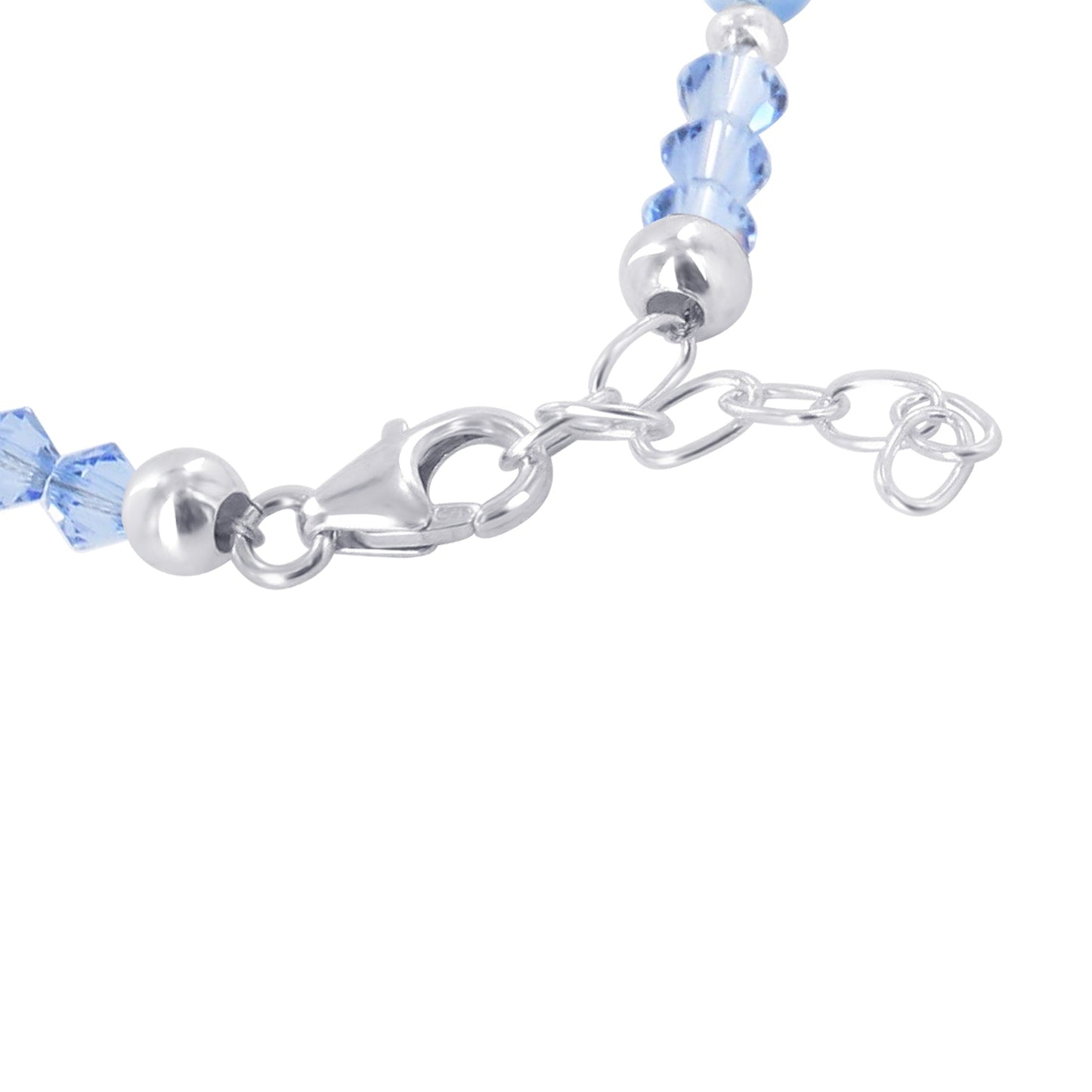 Sterling Silver Anklet 8.5 to 10 inch with Pearl & Austrian Crystals