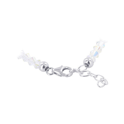 925 Sterling Silver Clear AB Bicone Austrian Crystal Anklet - Gem Avenue