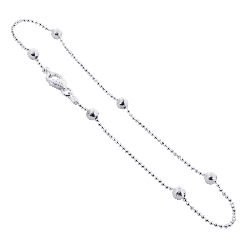 925 Sterling Silver Ball Foot Chain Anklet Ankle Bracelets - Gem Avenue