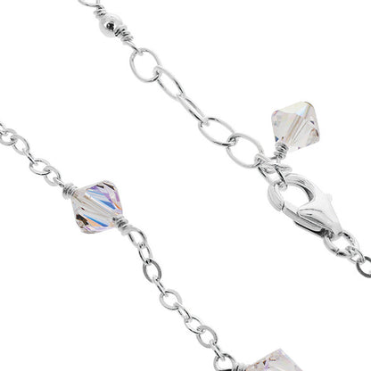 Clear AB Austrian Crystals Italian 925 Sterling Silver Adjustable Anklet Ankle Bracelets