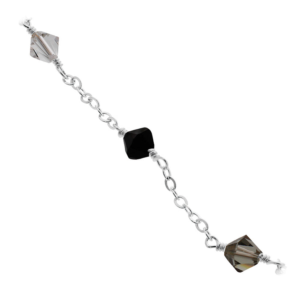 Black Austrian Crystals 925 Sterling Silver Anklet Ankle Bracelets - Gem Avenue