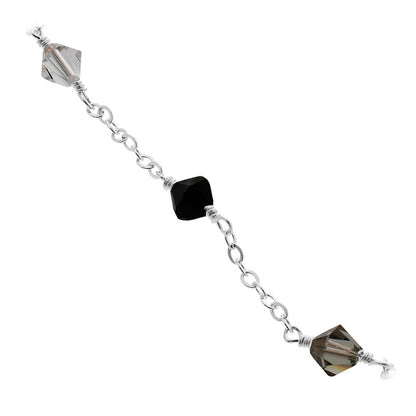 Black Austrian Crystals 925 Sterling Silver Anklet Ankle Bracelets - Gem Avenue
