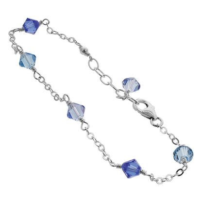 Blue Austrian Crystals 925 Sterling Silver Anklet Ankle Bracelets - Gem Avenue