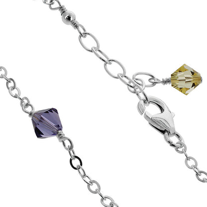 Multicolor Austrian Crystals 925 Sterling Silver Anklet Ankle Bracelets - Gem Avenue